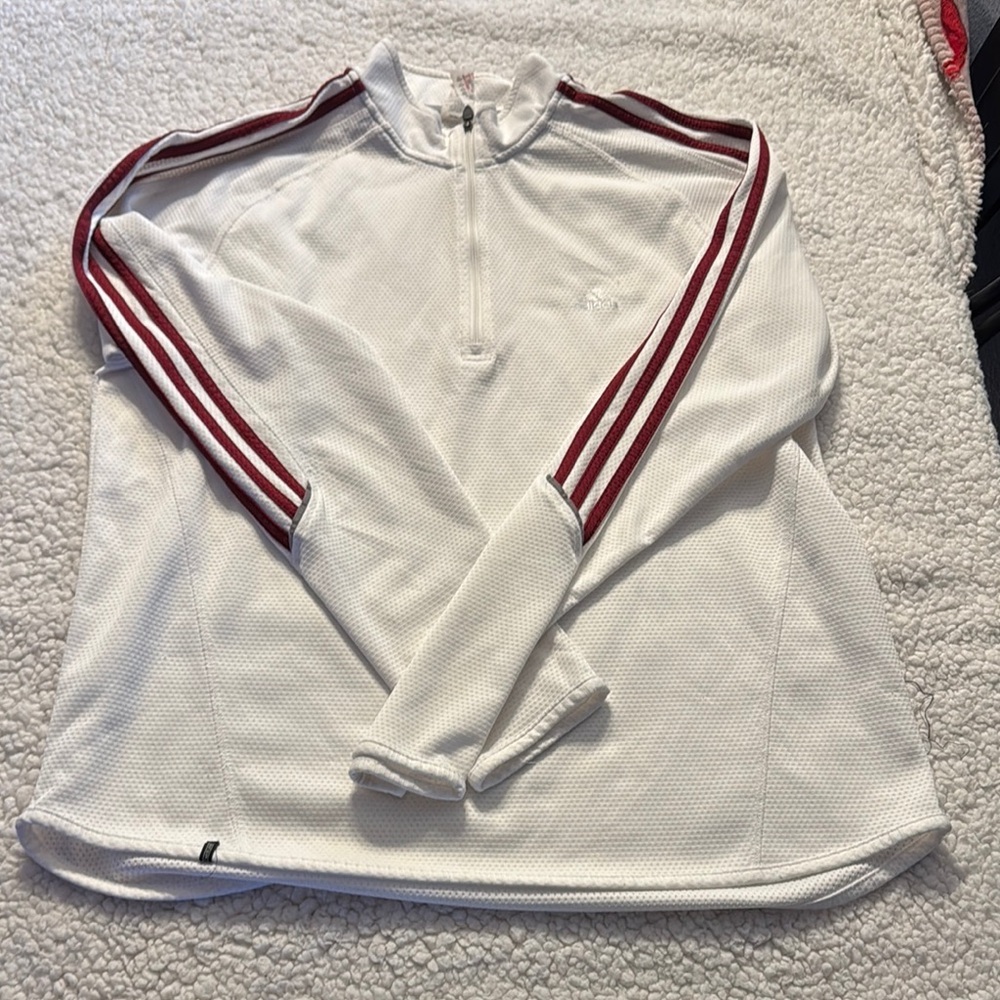 90’s Vintage Adidas White and Burgundy Pullover